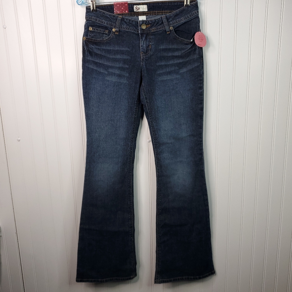 Low Rise Flare Fitted Blue Jeans Stretch NWT 7